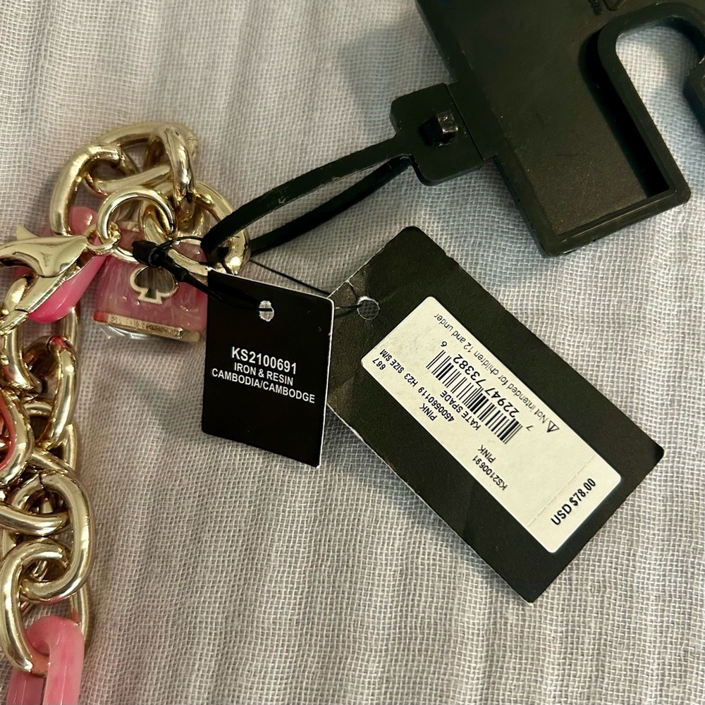 NWT Authentic Kate Spade Iron Gold and Resin Pink Chain Belt Sz S/M - Picture 4 of 4